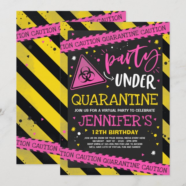Quarantine Anniversaire Invitation de fête Zoom vi (Devant / Derrière)