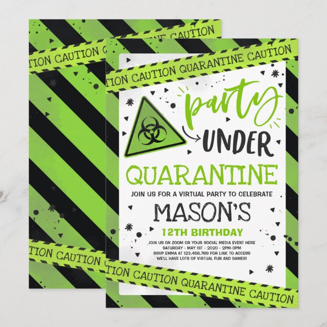 Quarantine Anniversaire Invitation de fête Zoom vi (Devant / Derrière)