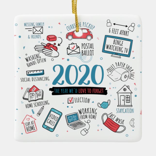 Quarantine Christmas Funny 2020 Commemorative Keramikornament (Vorderseite)