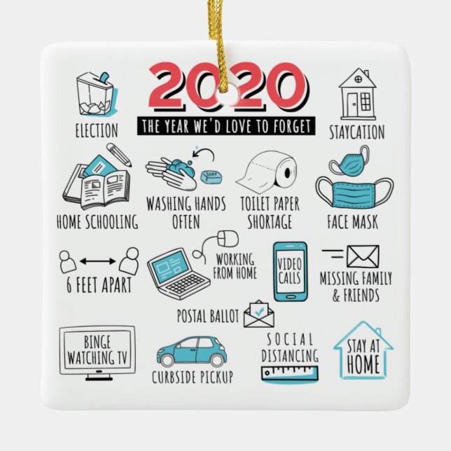 Quarantine Christmas Funny Year 2020 Commemorative Keramikornament (Vorderseite)