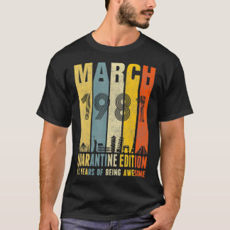 Quarantine Edition März 1981 40th Birthday Gift V T-Shirt