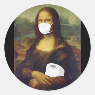 Quarantine Mona Lisa Runder Aufkleber