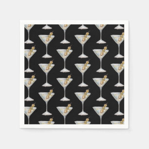 Quarantini Martini Cocktail Muster Schwarz Serviette