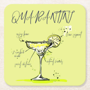 Quarantini Social Isolation Cocktail Rezept Rechteckiger Pappuntersetzer