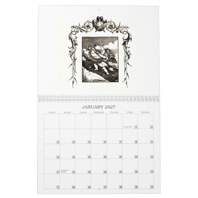 Quarles Emblem-Kalender der grotesken 1600s Kalender (Jan 2027)