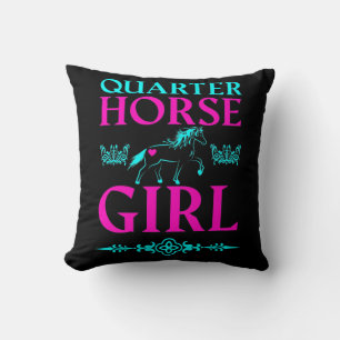 Quarter Horse Girl in Aqua und Pink Kissen