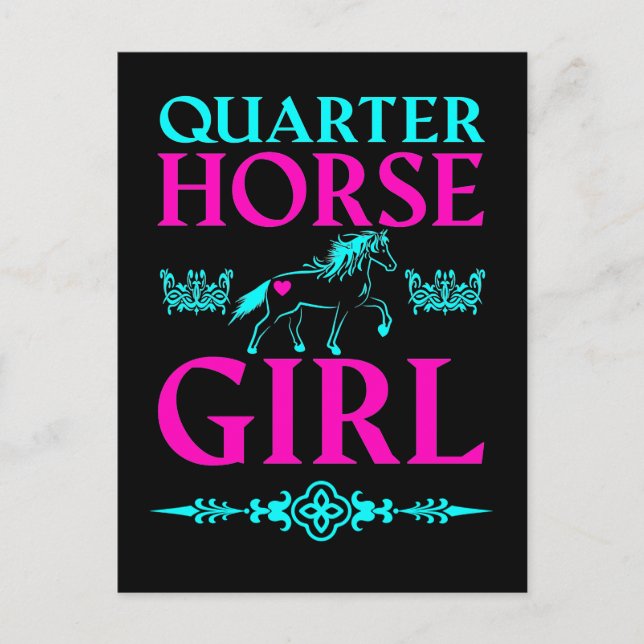 Quarter Horse Girl in Aqua und Pink Postkarte (Vorderseite)