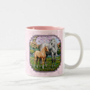 Quarter Horse Mare und Foal Pink Zweifarbige Tasse