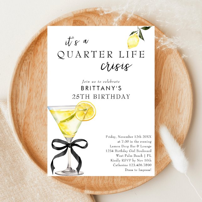 Quarter Life Crisis Lemon Martini 25. Geburtstag Einladung (Von Creator hochgeladen)