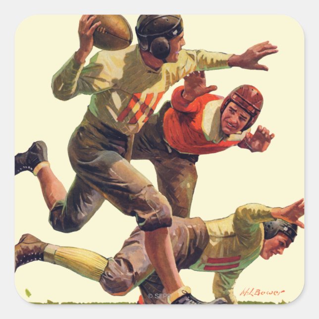 Quarterback Quadratischer Aufkleber (Vorderseite)