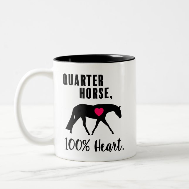 Quarterhorse, 100% Herz - Jagd Seat Zweifarbige Tasse (Links)