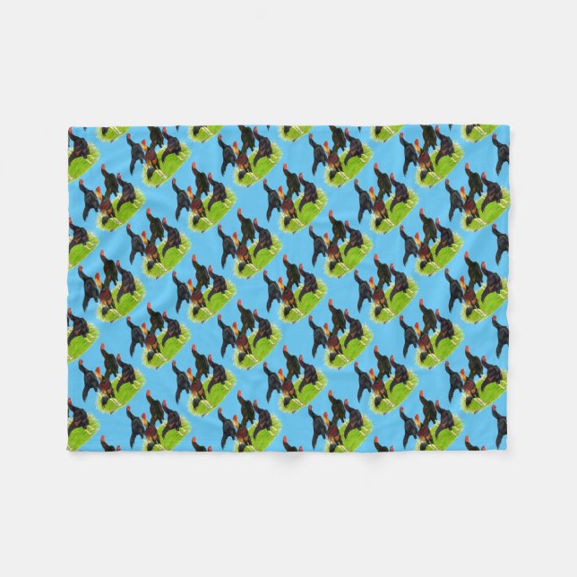 Quartett "Oriental Game Fowl" Fleecedecke (Vorderseite (Horizontal))