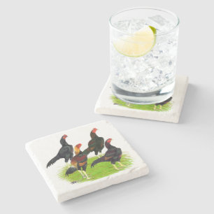 Quartett "Oriental Game Fowl" Steinuntersetzer