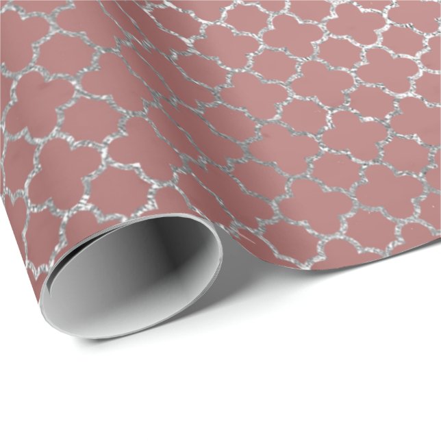 Quarzfolie Silver Glam Pink Rose Gold Shiny Geschenkpapier (Rolleneckpunkt)