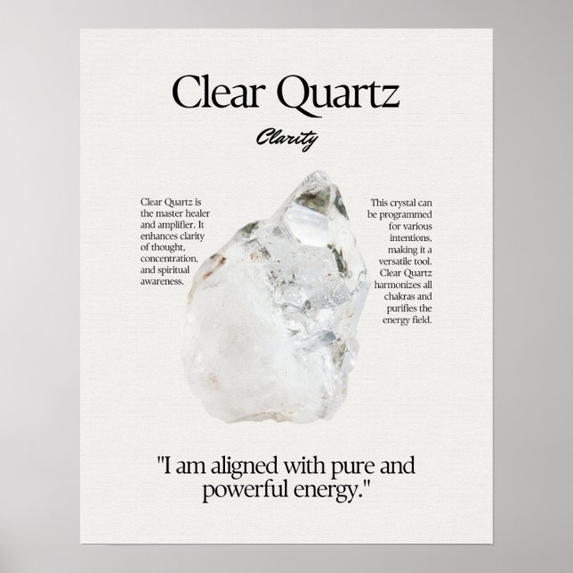 Quarzglas-Gem-Kristall-Karte löschen Poster (Vorne)