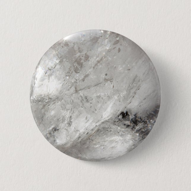 Quarzglas Zen Liebe Heilstein Glitzern Button (Vorderseite)