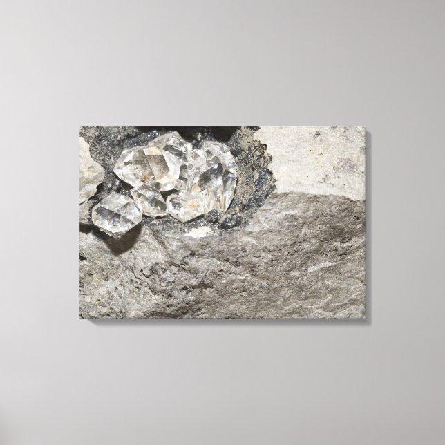 Quarzkristalle namens Herkimer Diamonds Leinwanddruck (Vorderseite)