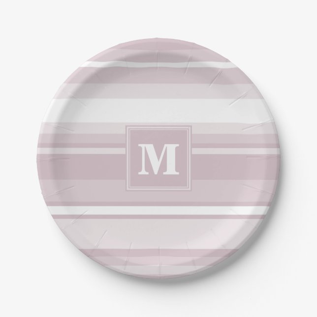 Quarzstreifen der Monogramm-Rose Pappteller (Vorderseite)