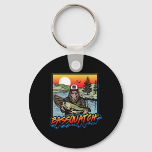 Quatch! Funny B Fischerei Sasquatch Retro 80er Fis Schlüsselanhänger