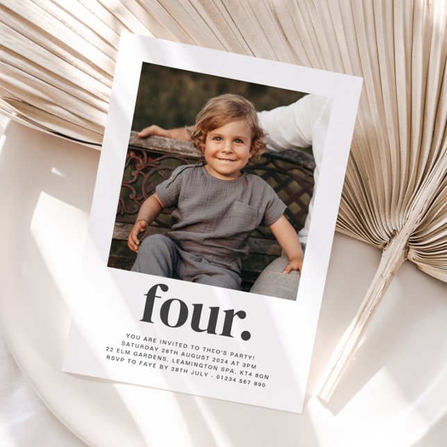 Quatre - Carré Photo Invitation Anniversaire (Créateur téléchargé)