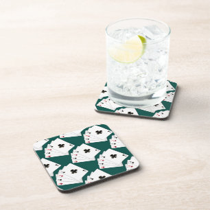 Quatre dessous de verre de cartes de jeu d'as
