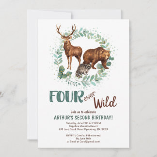 Quatre Forêts Sauvages Anniversaire Invitation Gar