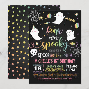 Quatre Invitation Éffrayante - Fille (Blk/Pastel)