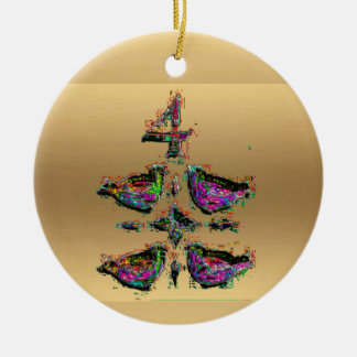 Quatre oiseaux appelants décoration de Noël d'or