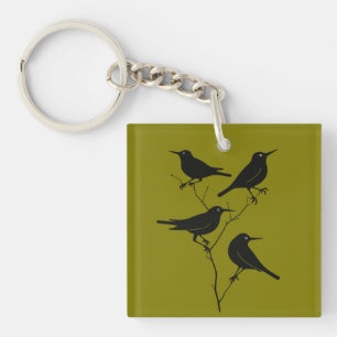Quatre Oiseaux qui Chantent Rétro Découpage Milieu