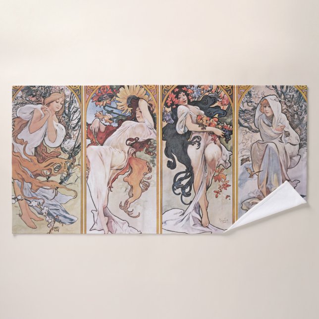 Quatre saisons, Mucha (Serviette de bain)