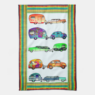 Quatre serviettes de plat colorées de caravanes