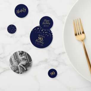 Quatre-vingt-dix Confettis Or et Marine pour Anniv