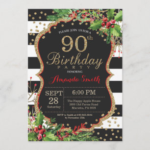 quatre-vingt-dixième Invitation d'anniversaire. Or