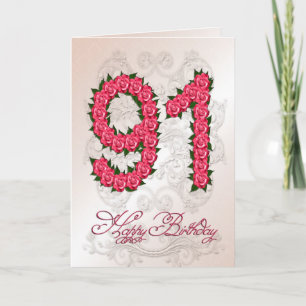 quatre-vingt-onzième carte d'anniversaire avec les