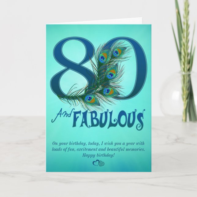quatre-vingtième Cartes de modèle d'anniversaire (Devant)