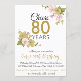 Quatre-vingtième invitation d'anniversaire de