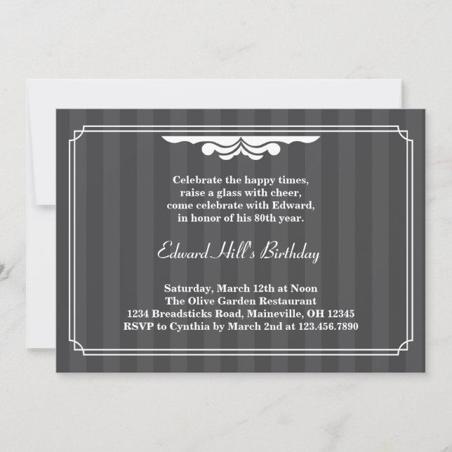 quatre-vingtième Invitation élégante de fête (Devant)