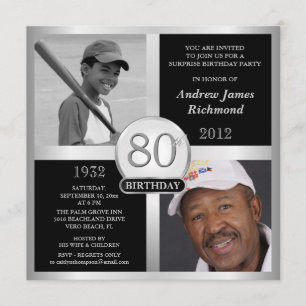 quatre-vingtième Invitations d'anniversaire puis