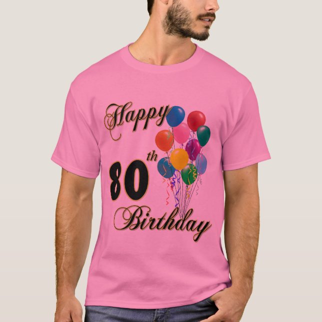 Quatre-vingtième T-shirt heureux d'anniversaire (Devant)