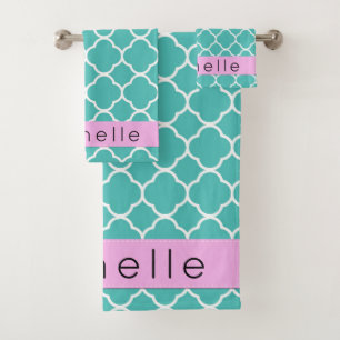 Quatrefoil Bleu, Trellis Marocain, Votre Nom