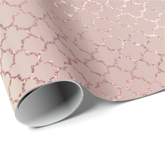 Quatrefoil Bride 16. Rose Gold Blush Bridal Park Geschenkpapier (Rolleneckpunkt)