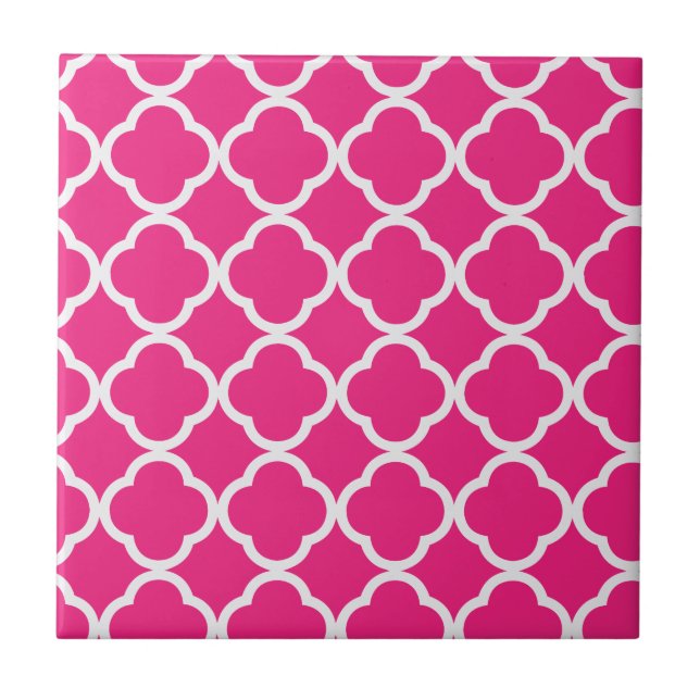 Quatrefoil Bright Pink Fliese (Vorderseite)