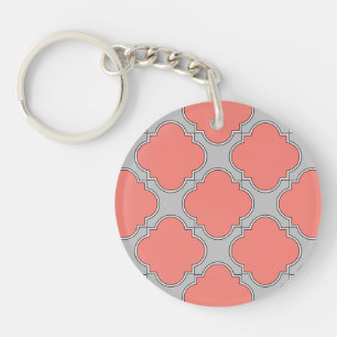 Quatrefoil corail et gris