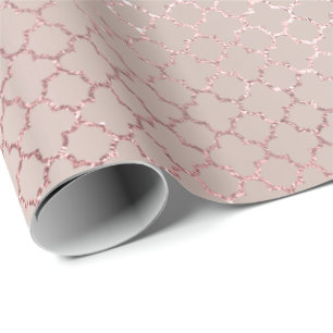 Quatrefoil erröten bezauberndes rosa Rosen-Gold Geschenkpapier