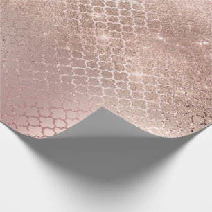 Quatrefoil erröten bezauberndes rosa Rosen-Gold Geschenkpapier
