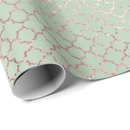 Quatrefoil Glam Pink Rose Mint Green Bridal Shiny Geschenkpapier