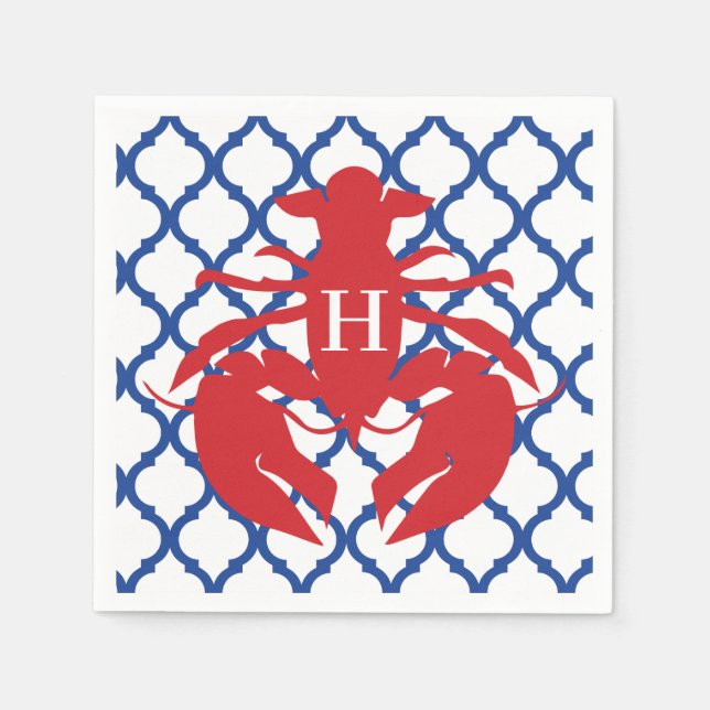 Quatrefoil Humster Monogram Party Napkins Serviette (Vorderseite)