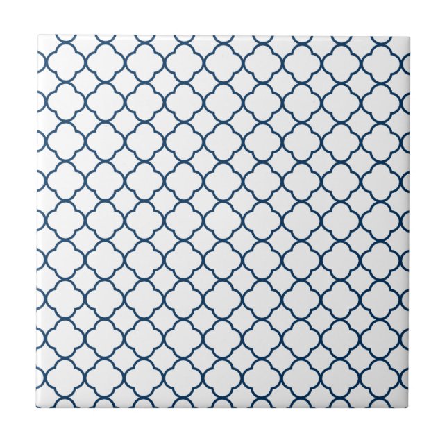Quatrefoil Klee-Muster: Marine-Blau Fliese (Vorderseite)