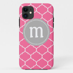 Quatrefoil kundenspezifisches Monogramm im Rosa Case-Mate iPhone Hülle
