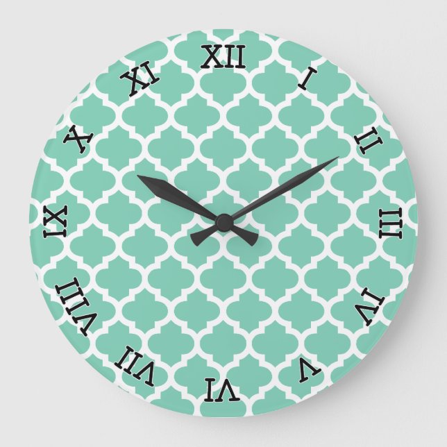 Quatrefoil Lattice Trellis Pattern Any Color Große Wanduhr (Vorderseite)